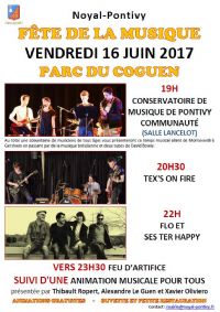 Fête de la musique et feu d'artifice. Du 16 au 17 juin 2017 à Noyal-Pontivy. Morbihan.  19H00